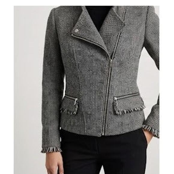 ZARA Trafaluc Outerwear Womens Gray Wool Blend Moto Biker Cropped Jacket Size M - Picture 1 of 8